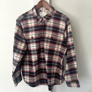 Tilley Tuff Flannel Plaid Button-Down Work Shirt for Men Black, Pink & Cream- XL